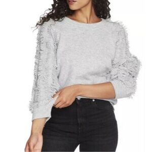 1. STATE FRINGE SLEEVE GREY SWEATER S ANTHROPOLOGIE